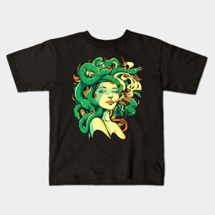 Sexy Medusa Smoking Greek Mythology Snakes Kids T-Shirt